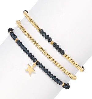 Petite Crystal Set/3 - Indigo Crystal / Gold Accen