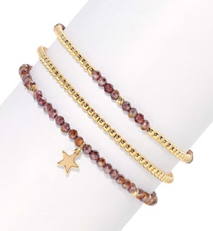 Petite Crystal Set/3 - Plum AB  Crystal / Gold Acc