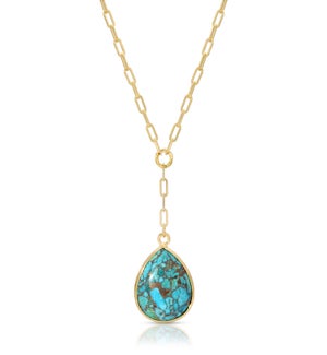Turquoise Pendent Y-Necklace w/ gold chain