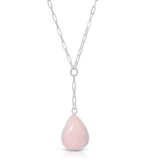 Rose Quartz Pendant Y-Necklace w/ sterling silver
