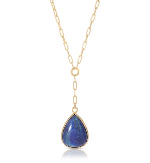 Lapis Pendant Y-Necklace w/ gold chain