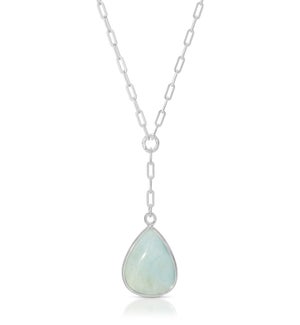Aquamarine Pendant Y-Necklace w/ sterling silver