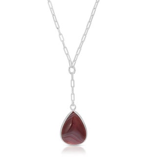 Onyx Agate Pendant Y-Necklace w/ sterling silver