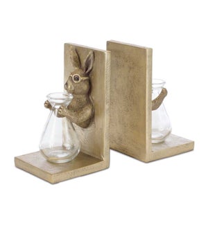 Rabbit Bookends with Vase (Set of 2)