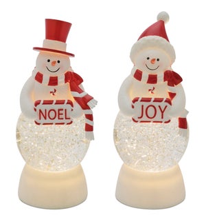LED Snowman Snow Globe (2 Asst)