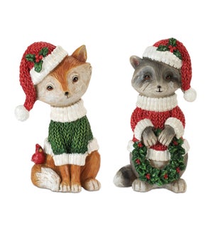 Holiday Raccoon and Fox (2 Asst)