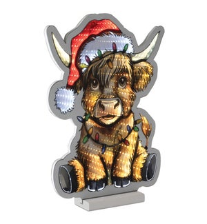 Highland Cow with Santa Hat Ekkolight