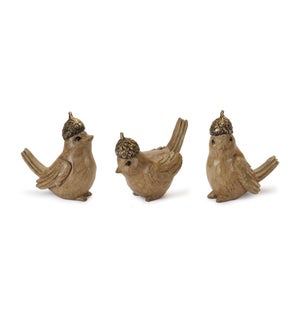 Bird with Acorn Hat (3 Asst)