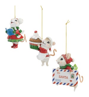 Christmas Mouse Ornament (3 Asst)