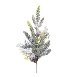Flocked Mixed Pine Spray