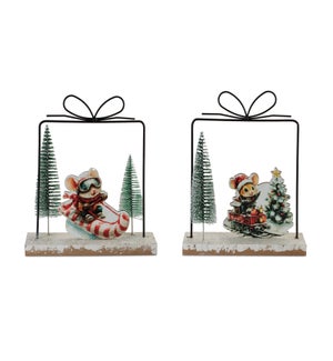 Mouse on Candy Cane and Train (2 Asst)