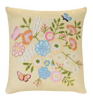 Pillow with Flowers and Butterflies
