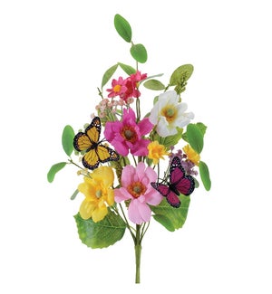 Mixed Floral and Butterfly Spray