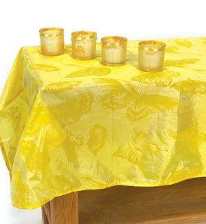 Butterfly Pattern Tablecloth with 4 Candle Holders (Boxed Set)