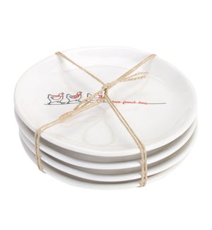 Three French Hens Plate (Set of 4)