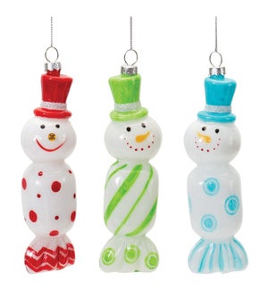 Candy Snowman Ornament (3 Asst)