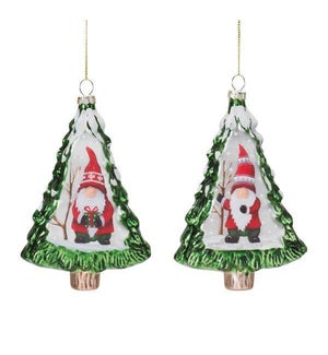 Gnome in Tree Ornament (2 Asst)