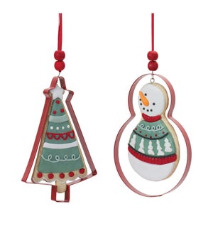 Cookie and Cookie Cutter Ornament (2 Asst)