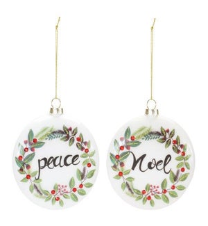 Peace and Noel Disc Ornament (2 Asst)