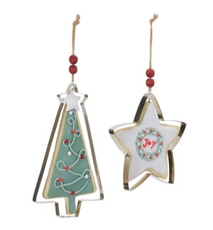 Cookie and Cookie Cutter Ornament (2 Asst)