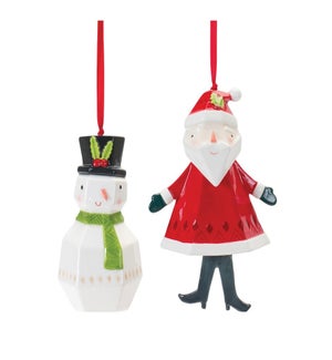 Santa and Snowman Ornament (2 Asst)