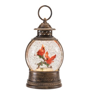LED Snow Globe with Cardinals