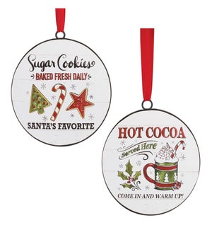 Cocoa and Cookie Disc Ornament (2 Asst)