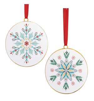 Snowflake Disc Ornament (2 Asst)
