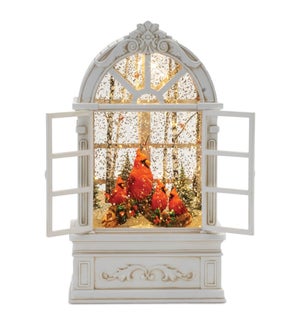 Led Snow Globe with Cardinals