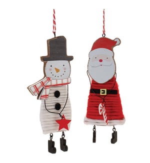 Santa and Snowman Ornament (2 Asst)