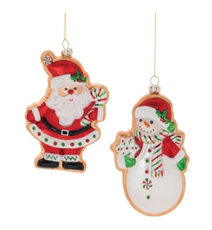 Santa and Snowman Cookie Ornament (2 Asst)