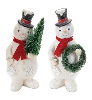 Snowman with Tree and Wreath (2 Asst)