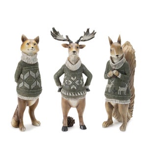 Fox/Moose/Squirrel with Sweater (3 Asst)