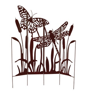 Butterfly and Dragonfly in Cattails Trellis