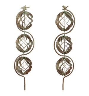 Bird and Butterfly with Triple Orb Stake (2 Asst)
