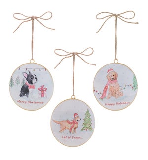 Dog Disc Ornament (3 Asst)