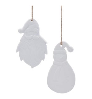 Santa and Snowman Ornament (2 Asst)