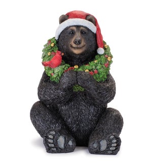 Bear with Santa Hat and Wreath