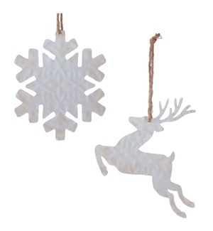 Snowflake and Deer Ornament (2 Asst)