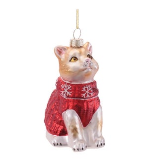 Cat with Sweater Ornament