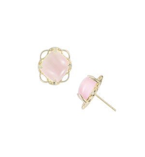 Blossom Stud Earrings - Pink Cats Eye and Gold