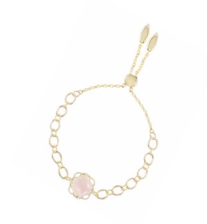 Blossom Adjustable Bracelet - Pink Cats Eye and Gold