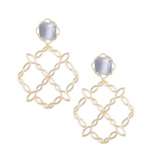 Bloom Statement Earrings - Slate Cats Eye and Gold