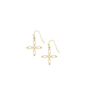 Shes Classic Mini Cross Drop Earrings - Gold