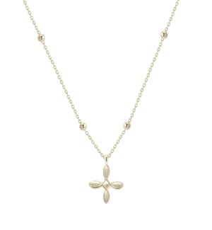 Enamel Cross Drop Necklace - Gold