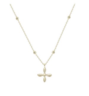 Enamel Cross Drop Necklace - Gold
