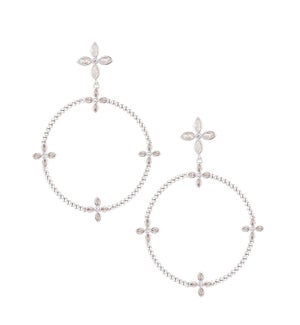 Radiant Beaded Statement Earrings - CZ and Silver