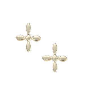 Enamel Cross Stud Earrings - Gold