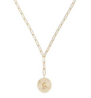Shes Spicy Lariat Initial Necklace C - Gold