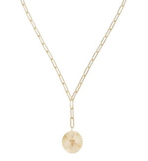 Shes Spicy Lariat Initial Necklace T - Gold